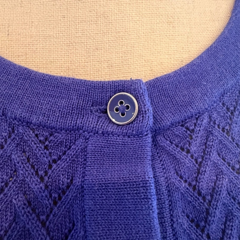 Talbots Women's Blue Purple Cardigan Classic Crochet, Size Large - Picture 6 of 10